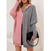 imageAstylish Women 2025 Fall Outfits Open Front Long Sleeve Hooded Knit Cardigan Sweaters Color Block Outwear CoatsPink