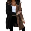 imageAstylish Women 2025 Fall Outfits Open Front Long Sleeve Hooded Knit Cardigan Sweaters Color Block Outwear CoatsZ Black