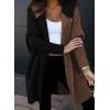 imageAstylish Women 2025 Fall Outfits Open Front Long Sleeve Hooded Knit Cardigan Sweaters Color Block Outwear CoatsZ Black