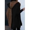 imageAstylish Women 2025 Fall Outfits Open Front Long Sleeve Hooded Knit Cardigan Sweaters Color Block Outwear CoatsZ Black