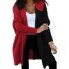 imageAstylish Women 2025 Fall Outfits Open Front Long Sleeve Hooded Knit Cardigan Sweaters Color Block Outwear CoatsZ Fiery Red