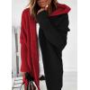 imageAstylish Women 2025 Fall Outfits Open Front Long Sleeve Hooded Knit Cardigan Sweaters Color Block Outwear CoatsZ Fiery Red