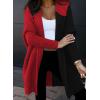 imageAstylish Women 2025 Fall Outfits Open Front Long Sleeve Hooded Knit Cardigan Sweaters Color Block Outwear CoatsZ Fiery Red