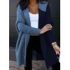 imageAstylish Women 2025 Fall Outfits Open Front Long Sleeve Hooded Knit Cardigan Sweaters Color Block Outwear CoatsZ Navy Blue