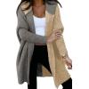 imageAstylish Women 2025 Fall Outfits Open Front Long Sleeve Hooded Knit Cardigan Sweaters Color Block Outwear CoatsZ Parchment