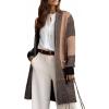 imageAstylish Women 2025 Open Front Long Sleeve Cardigan Casual Knit Sweaters Color Block Fall Outfits with PocketsBlack
