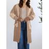 imageAstylish Women 2025 Open Front Long Sleeve Cardigan Casual Knit Sweaters Color Block Fall Outfits with PocketsDeep Khaki