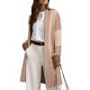 imageAstylish Women 2025 Open Front Long Sleeve Cardigan Casual Knit Sweaters Color Block Fall Outfits with PocketsDeep Khaki