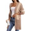 imageAstylish Women 2025 Open Front Long Sleeve Cardigan Casual Knit Sweaters Color Block Fall Outfits with PocketsDeep Khaki