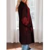 imageAstylish Women 2025 Open Front Long Sleeve Cardigan Casual Knit Sweaters Color Block Fall Outfits with PocketsDeep Red