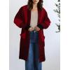 imageAstylish Women 2025 Open Front Long Sleeve Cardigan Casual Knit Sweaters Color Block Fall Outfits with PocketsDeep Red