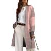 imageAstylish Women 2025 Open Front Long Sleeve Cardigan Casual Knit Sweaters Color Block Fall Outfits with PocketsLight Pink
