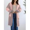 imageAstylish Women 2025 Open Front Long Sleeve Cardigan Casual Knit Sweaters Color Block Fall Outfits with PocketsLight Pink