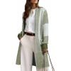 imageAstylish Women 2025 Open Front Long Sleeve Cardigan Casual Knit Sweaters Color Block Fall Outfits with PocketsMist Green