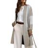 imageAstylish Women 2025 Open Front Long Sleeve Cardigan Casual Knit Sweaters Color Block Fall Outfits with PocketsPale Khaki