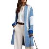 imageAstylish Women 2025 Open Front Long Sleeve Cardigan Casual Knit Sweaters Color Block Fall Outfits with PocketsSky Blue