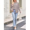 imageAstylish Women Striped Button Down Tops Cute Shirts V Neck Casual Blouse Long Sleeve Top 2025 Fall Outfit Pink SmallChestnut