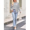 imageAstylish Women Striped Button Down Tops Cute Shirts V Neck Casual Blouse Long Sleeve Top 2025 Fall Outfit Pink SmallGray
