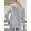 imageAstylish Women Striped Button Down Tops Cute Shirts V Neck Casual Blouse Long Sleeve Top 2025 Fall Outfit Pink SmallGray