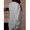 imageAstylish Women Striped Button Down Tops Cute Shirts V Neck Casual Blouse Long Sleeve Top 2025 Fall Outfit Pink SmallGray