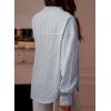 imageAstylish Women Striped Button Down Tops Cute Shirts V Neck Casual Blouse Long Sleeve Top 2025 Fall Outfit Pink SmallLight Grey