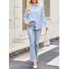 imageAstylish Women Striped Button Down Tops Cute Shirts V Neck Casual Blouse Long Sleeve Top 2025 Fall Outfit Pink SmallMist Blue