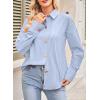 imageAstylish Women Striped Button Down Tops Cute Shirts V Neck Casual Blouse Long Sleeve Top 2025 Fall Outfit Pink SmallMist Blue