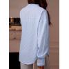 imageAstylish Women Striped Button Down Tops Cute Shirts V Neck Casual Blouse Long Sleeve Top 2025 Fall Outfit Pink SmallMist Blue