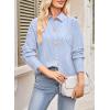 imageAstylish Women Striped Button Down Tops Cute Shirts V Neck Casual Blouse Long Sleeve Top 2025 Fall Outfit Pink SmallMist Blue