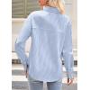 imageAstylish Women Striped Button Down Tops Cute Shirts V Neck Casual Blouse Long Sleeve Top 2025 Fall Outfit Pink SmallMist Blue