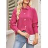 imageAstylish Women Striped Button Down Tops Cute Shirts V Neck Casual Blouse Long Sleeve Top 2025 Fall Outfit Pink SmallPink