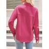 imageAstylish Women Striped Button Down Tops Cute Shirts V Neck Casual Blouse Long Sleeve Top 2025 Fall Outfit Pink SmallPink