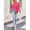 imageAstylish Women Striped Button Down Tops Cute Shirts V Neck Casual Blouse Long Sleeve Top 2025 Fall Outfit Pink SmallPink