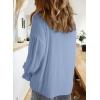 imageAstylish Womens Casual Blouses Business Linen Tops Cute Puff Sleeve V Neck ButtonDown Henley Shirts 2025 Fall OutfitsBeau Blue