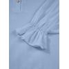imageAstylish Womens Casual Blouses Business Linen Tops Cute Puff Sleeve V Neck ButtonDown Henley Shirts 2025 Fall OutfitsBeau Blue