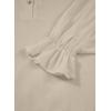imageAstylish Womens Casual Blouses Business Linen Tops Cute Puff Sleeve V Neck ButtonDown Henley Shirts 2025 Fall OutfitsBeige