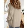 imageAstylish Womens Casual Blouses Business Linen Tops Cute Puff Sleeve V Neck ButtonDown Henley Shirts 2025 Fall OutfitsBeige
