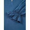 imageAstylish Womens Casual Blouses Business Linen Tops Cute Puff Sleeve V Neck ButtonDown Henley Shirts 2025 Fall OutfitsDirty Blue