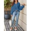 imageAstylish Womens Casual Blouses Business Linen Tops Cute Puff Sleeve V Neck ButtonDown Henley Shirts 2025 Fall OutfitsDirty Blue