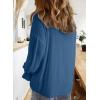 imageAstylish Womens Casual Blouses Business Linen Tops Cute Puff Sleeve V Neck ButtonDown Henley Shirts 2025 Fall OutfitsDirty Blue