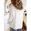 imageAstylish Womens Casual Blouses Business Linen Tops Cute Puff Sleeve V Neck ButtonDown Henley Shirts 2025 Fall OutfitsWhite