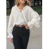 imageAstylish Womens Casual Blouses Business Linen Tops Cute Puff Sleeve V Neck ButtonDown Henley Shirts 2025 Fall OutfitsWhite