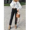 imageAstylish Womens Casual Blouses Business Linen Tops Cute Puff Sleeve V Neck ButtonDown Henley Shirts 2025 Fall OutfitsWhite