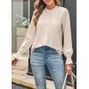 imageAstylish Womens Casual Blouses ButtonDown Business Work Tops Long Sleeve Mandarin Neck Pleated Shirts 2025 Fall OutfitsApricot