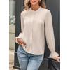imageAstylish Womens Casual Blouses ButtonDown Business Work Tops Long Sleeve Mandarin Neck Pleated Shirts 2025 Fall OutfitsApricot