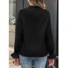 imageAstylish Womens Casual Blouses ButtonDown Business Work Tops Long Sleeve Mandarin Neck Pleated Shirts 2025 Fall OutfitsBlack