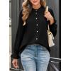 imageAstylish Womens Casual Blouses ButtonDown Business Work Tops Long Sleeve Mandarin Neck Pleated Shirts 2025 Fall OutfitsBlack