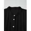 imageAstylish Womens Casual Blouses ButtonDown Business Work Tops Long Sleeve Mandarin Neck Pleated Shirts 2025 Fall OutfitsBlack