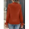 imageAstylish Womens Casual Blouses ButtonDown Business Work Tops Long Sleeve Mandarin Neck Pleated Shirts 2025 Fall OutfitsCinnamon