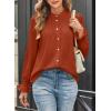 imageAstylish Womens Casual Blouses ButtonDown Business Work Tops Long Sleeve Mandarin Neck Pleated Shirts 2025 Fall OutfitsCinnamon